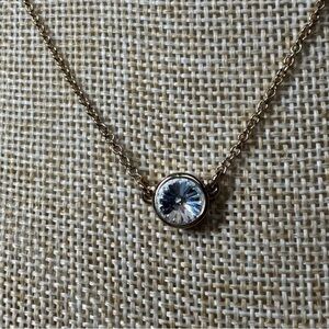 Dior Gold-Tone Clear Crystal Round Pendant Necklace